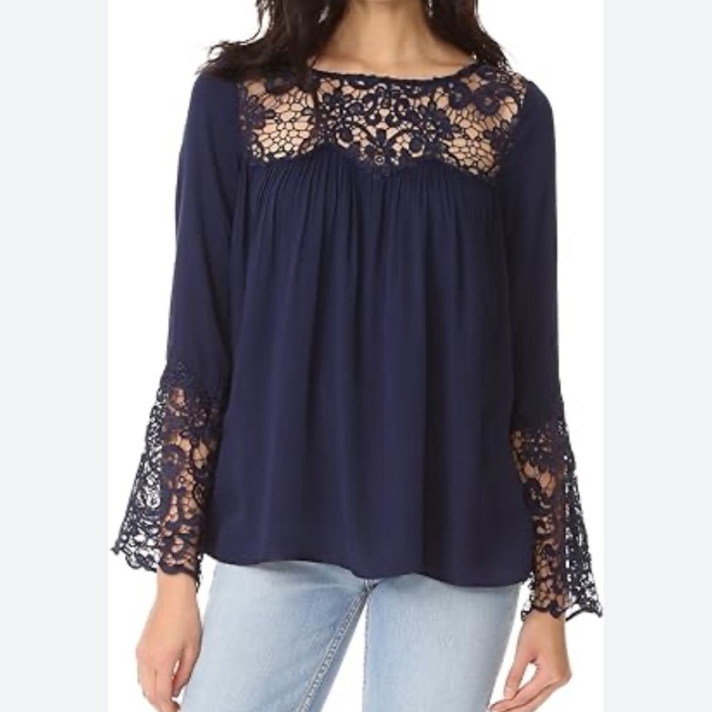 BB Dakota Geraldine Lace Detailed Pleated Top